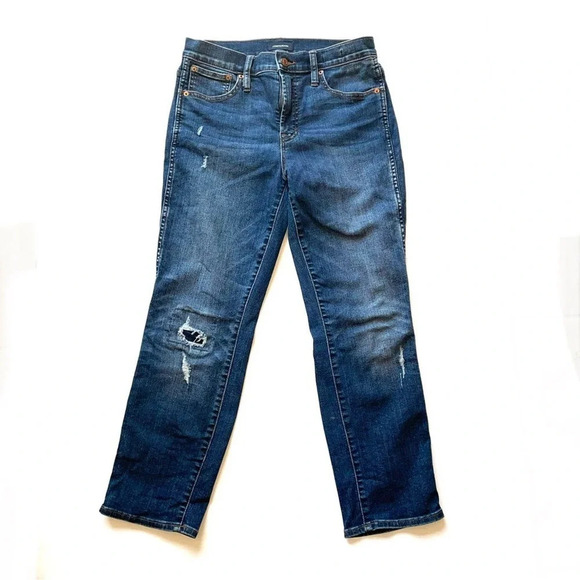J. Crew Petite Vintage Straight Jeans in Ripped and Repaired Size 28P K3416 - Picture 2 of 13